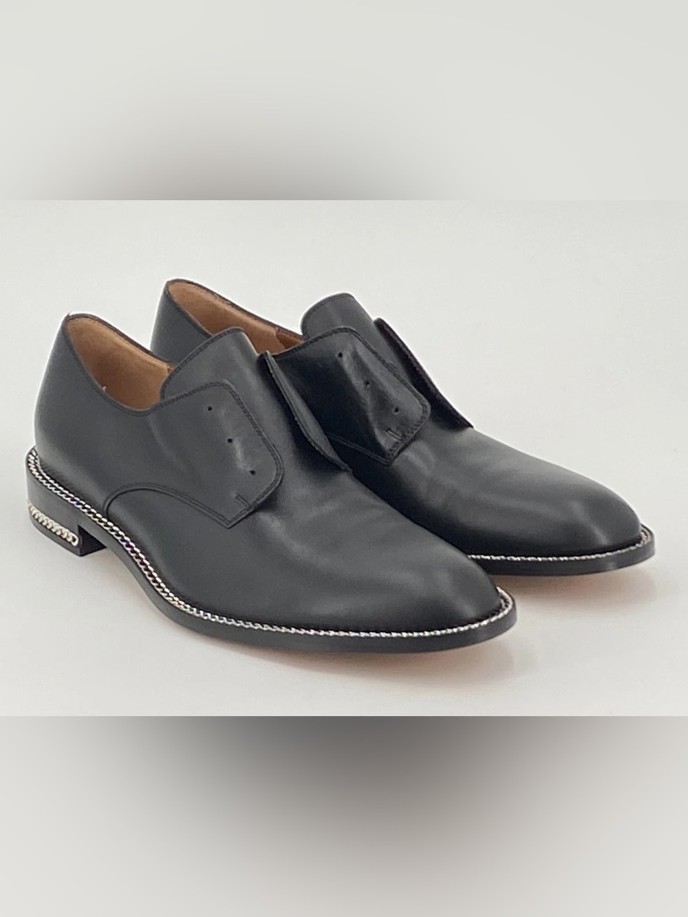 Givenchy Rosanna black leather chain-trim slip-on derby shoes